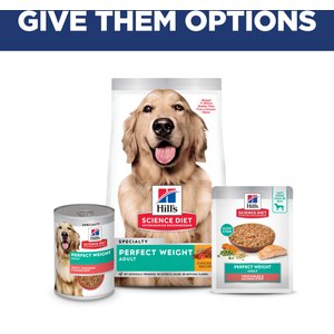 Hill's Science Diet Adult Perfect Weight Management Vegetables & Salmon Stew Wet Dog Food, 2.8-oz pouch, case of 24