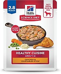 Hill's Science Diet Adult Healthy Cuisine Chicken & Vegetables Stew Wet Dog Food, 2.8-oz pouch, case of 24