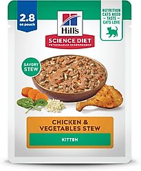 Hill's Science Diet Kitten Chicken & Vegetables Stew Wet Cat Food, 2.8-oz pouch, case of 24