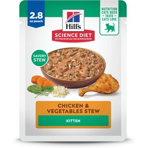 Hill's Science Diet Kitten Chicken & Vegetables Stew Wet Cat Food, 2.8-oz pouch, case of 24