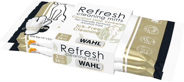 Wahl Ick Free Coconut Cleaning Mitts Dog Grooming Wipes, 24 count