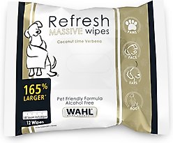 Wahl Refresh Coconut Lime Verbena Massive Dog Grooming Wipes, 36 count