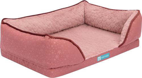Show full view: Cozy Tails Orthopedic Bamboo Charcoal Infused Couch Dog Bed, Pink, Small slide 2 of 6