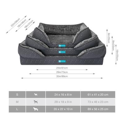 Show full view: Cozy Tails Orthopedic Bamboo Charcoal Infused Couch Dog Bed, Grey, Small slide 6 of 6