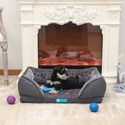 Show full view: Cozy Tails Orthopedic Bamboo Charcoal Infused Couch Dog Bed, Grey, Small slide 2 of 6