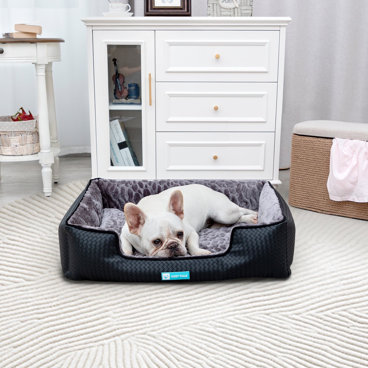 Cozy Tails Orthopedic Memory Foam Dog Bed, Black, Large