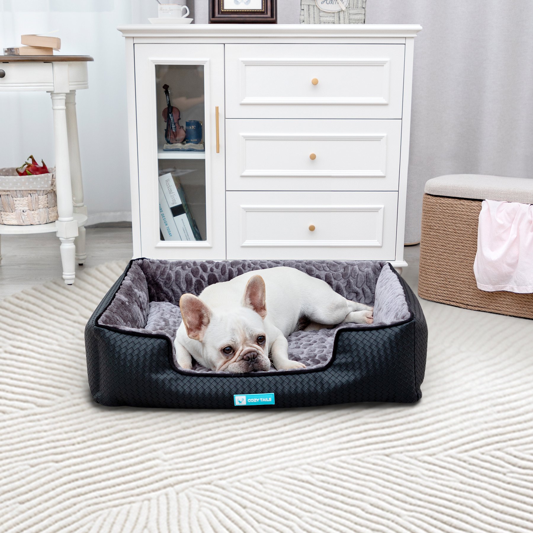 Cozy Tails Orthopedic Memory Foam Dog Bed, Black, Large