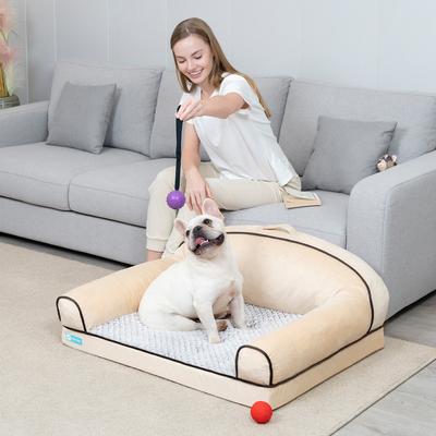 Show full view: Cozy Tails Lavender Infused Orthopedic Memory Foam Sofa Couch Dog Bed, Tan, Large slide 3 of 9