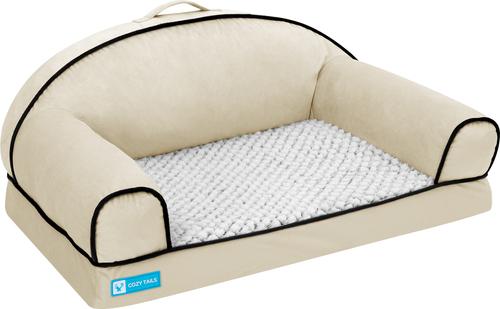 Show full view: Cozy Tails Lavender Infused Orthopedic Memory Foam Sofa Couch Dog Bed, Tan, Large slide 4 of 9