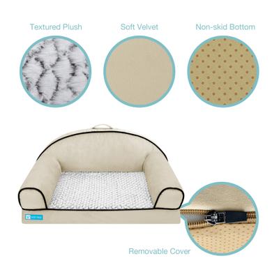 Show full view: Cozy Tails Lavender Infused Orthopedic Memory Foam Sofa Couch Dog Bed, Tan, Large slide 6 of 9