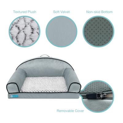 Show full view: Cozy Tails Lavender Infused Orthopedic Memory Foam Sofa Couch Dog Bed, Grey, Small slide 4 of 7