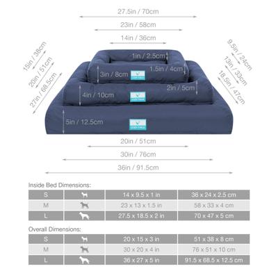 Show full view: Cozy Tails Waterproof Orthopedic Memory Foam Nest Dog Bed with Removable Cover, Navy, Small slide 6 of 6
