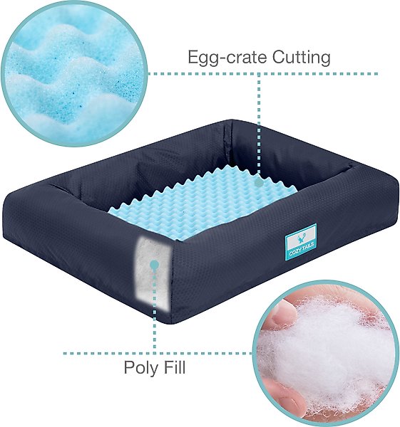 Show full view: Cozy Tails Waterproof Orthopedic Memory Foam Nest Dog Bed with Removable Cover, Navy, Medium slide 3 of 6