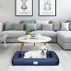 Cozy Tails Waterproof Orthopedic Memory Foam Nest Dog Bed with Removable Cover, Navy, Medium