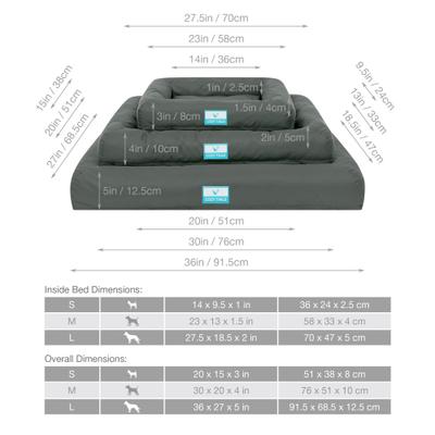 Show full view: Cozy Tails Waterproof Orthopedic Memory Foam Nest Dog Bed with Removable Cover, Grey, Large slide 6 of 6