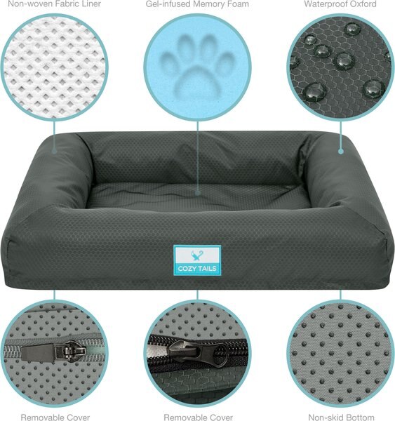 Cozy Tails Waterproof Liner Orthopedic Shredded Memory Foam Dog Bed with Removable Cover