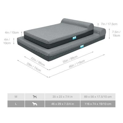 Show full view: Cozy Tails Single Bolster Orthopedic Memory Foam Dog Bed, Grey, Large slide 6 of 6