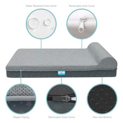 Show full view: Cozy Tails Single Bolster Orthopedic Memory Foam Dog Bed, Grey, Large slide 4 of 6