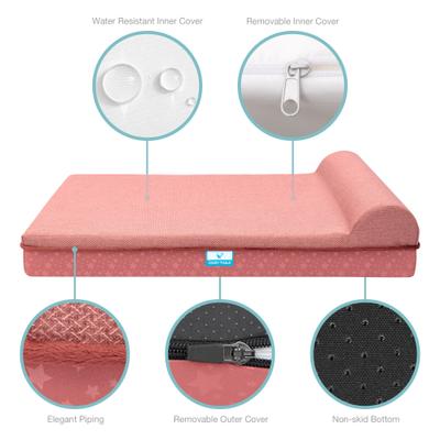 Show full view: Cozy Tails Single Bolster Orthopedic Memory Foam Dog Bed, Pink, Large slide 4 of 6
