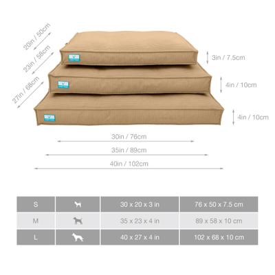 Show full view: Cozy Tails Waterproof Liner Orthopedic Shredded Memory Foam Dog Bed with Removable Cover, Tan, Medium slide 6 of 6