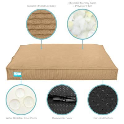 Show full view: Cozy Tails Waterproof Liner Orthopedic Shredded Memory Foam Dog Bed with Removable Cover, Tan, Medium slide 3 of 6