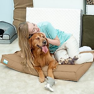 Cozy Tails Waterproof Liner Orthopedic Shredded Memory Foam Dog Bed with Removable Cover, Tan, Large