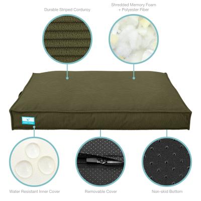 Show full view: Cozy Tails Waterproof Liner Orthopedic Shredded Memory Foam Dog Bed with Removable Cover, Green, Medium slide 3 of 6