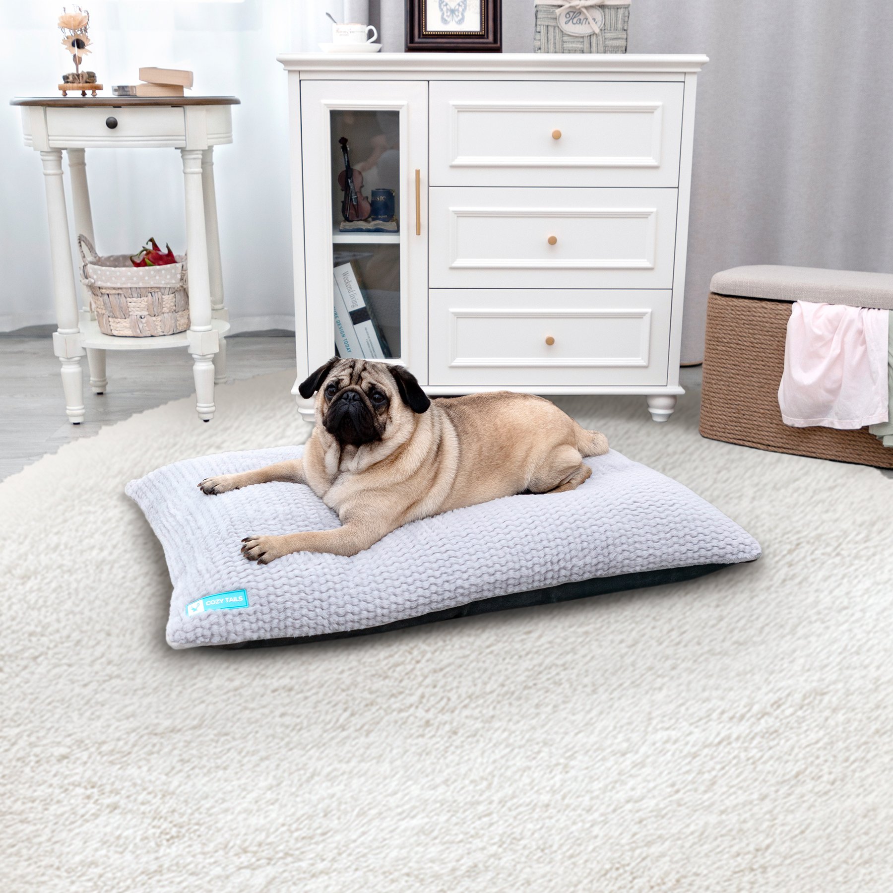 Cozy Tails Double Sided Reversible Orthopedic Dog Bed with Removable Cover, Grey, Large
