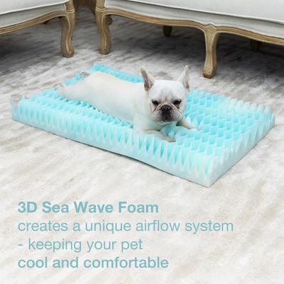 Show full view: Cozy Tails 3D Sea Wave Orthopedic Mattress Dog Bed, Tan, Small slide 2 of 9