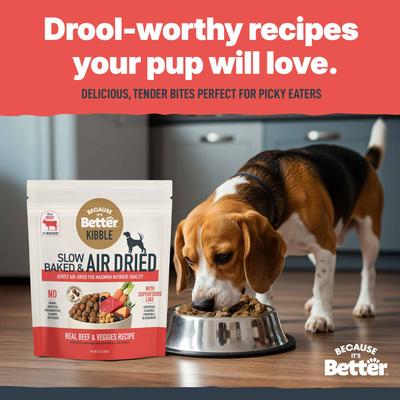 Show full view: Because It's Better Real Beef & Veggies Slow Baked & Air-Dried Dog Food, 3-lb bag slide 6 of 9