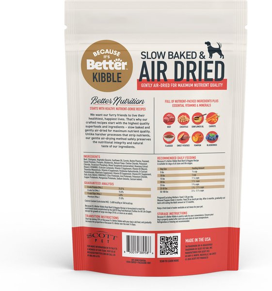 Because It's Better Real Beef & Veggies Slow Baked & Air-Dried Dog Food
