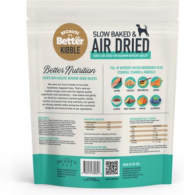 Show full view: Because It's Better Real Salmon & Veggies Slow Baked & Air-Dried Dog Food, 3-lb bag slide 3 of 9