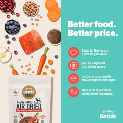 Show full view: Because It's Better Real Salmon & Veggies Slow Baked & Air-Dried Dog Food, 1-lb bag slide 8 of 9