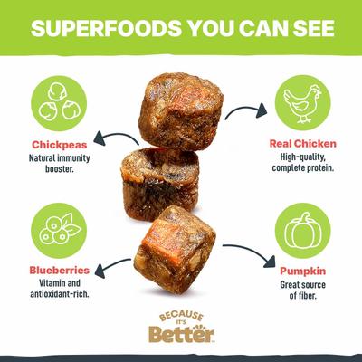 Show full view: Because It's Better Real Chicken & Veggies Slow Baked & Air-Dried Dog Food, 3-lb bag slide 5 of 9