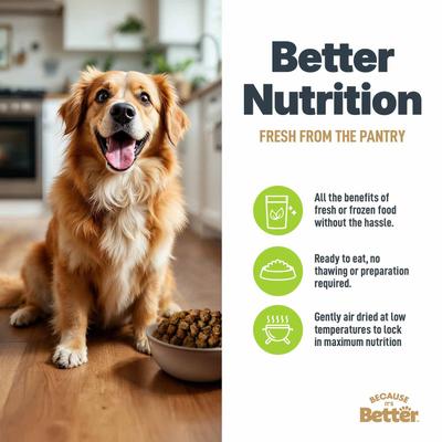 Show full view: Because It's Better Real Chicken & Veggies Slow Baked & Air-Dried Dog Food, 3-lb bag slide 7 of 9