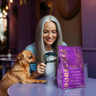 Show full view: Pureluxe Elite Nutrition Stellar Science 91 Chicken, Salmon & Eggs Dry Dog Food, 22-lb bag slide 9 of 12