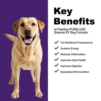 Show full view: Pureluxe Elite Nutrition Stellar Science 91 Chicken, Salmon & Eggs Dry Dog Food, 22-lb bag slide 5 of 12