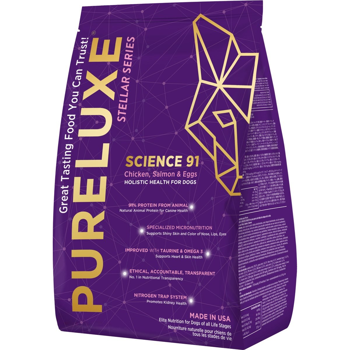 Pureluxe Elite Nutrition Stellar Science 91 Chicken, Salmon & Eggs Dry Dog Food, 22-lb bag