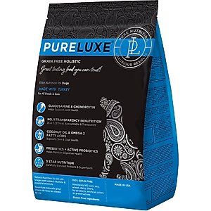Pureluxe Elite Nutrition Grain-Free Turkey Dry Dog Food, 11-lb bag