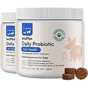 Wuffes Digestive Probiotics with Digestive Enzymes Flavored Soft Chew for Itchy Skin & Gut Supplement for Dogs, 60 count
