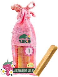 Yak9 Chews Strawberry Yak Chew Dog Treat, Medium, 1 count