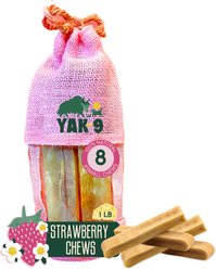 Yak9 Chews Strawberry Yak Chew Dog Treats, X-Small, 8 count
