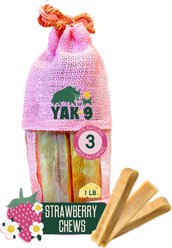 Yak9 Chews Strawberry Yak Chew Dog Treat, Medium, 3 count