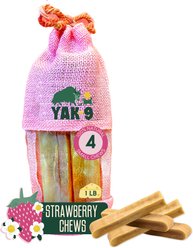 Yak9 Chews Strawberry Yak Chew Dog Treat, Small, 4 count