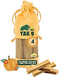 Yak9 Chews Pumpkin Yak Chew Dog Treat, Small, 4 count