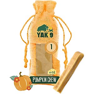 Yak9 Chews Pumpkin Yak Chew Dog Treat, Small, 1 count