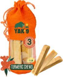 Yak9 Chews Turmeric Yak Chew Dog Treats, 3 count, Medium