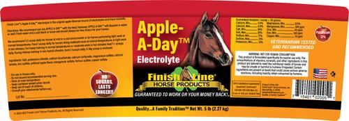 Show full view: Finish Line Apple-A-Day Electrolyte Apple Flavor Powder Horse Supplement, 5-lb tub slide 3 of 6