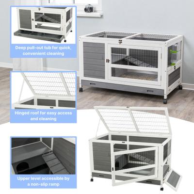 Show full view: TRIXIE Indoor Small Pet Hutch with Wheels & Pull-Out Tray, Gray, Small slide 5 of 8