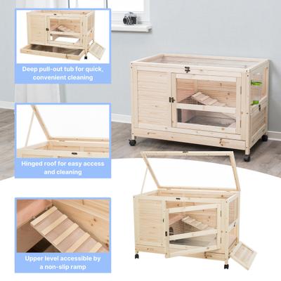 Show full view: TRIXIE Indoor Small Pet Hutch with Wheels & Pull-Out Tray, Natural, X-Small slide 5 of 8